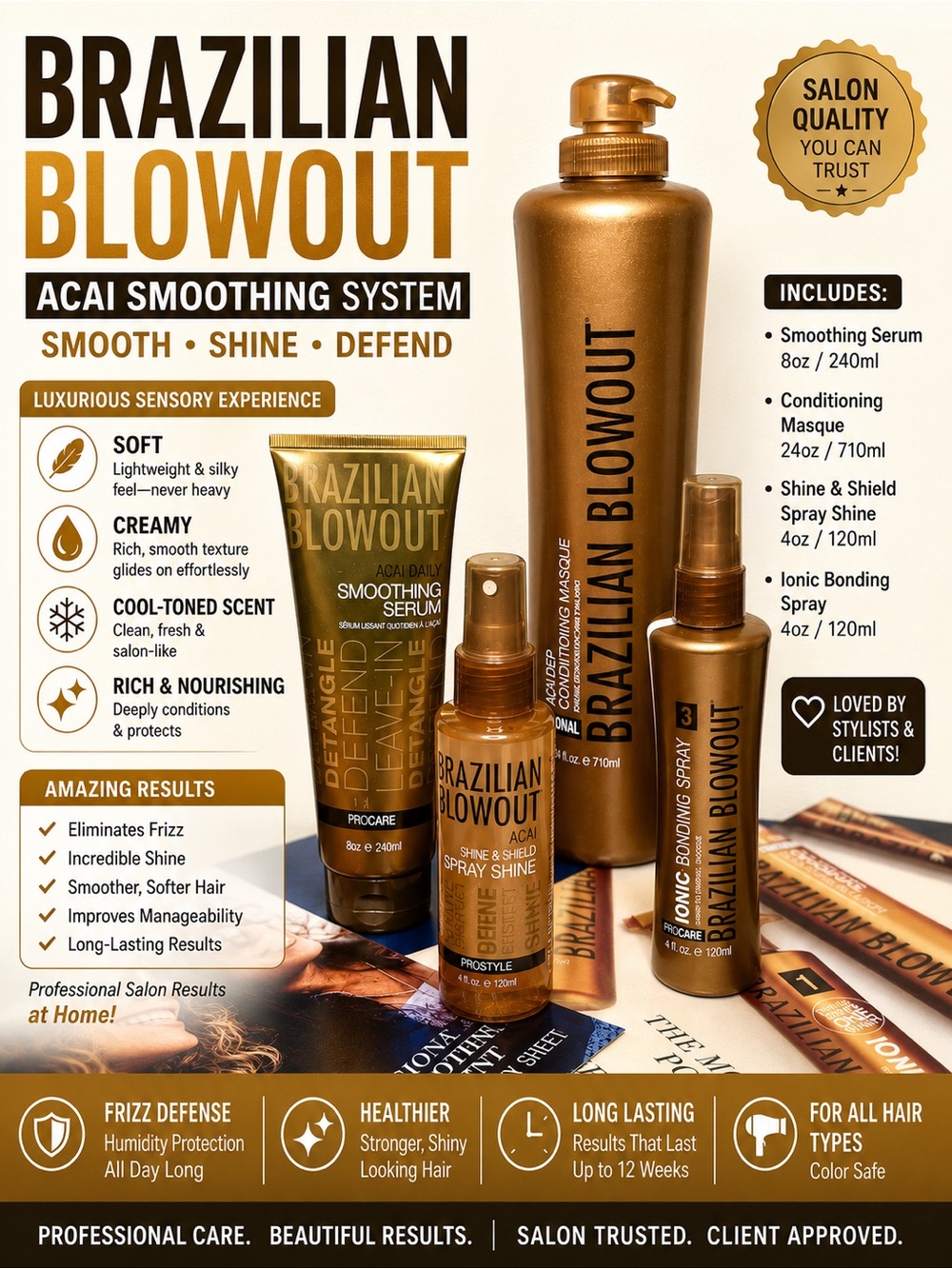Brazilian Blowout Acai Formula Ionic Bonding spray Color Treated Hair